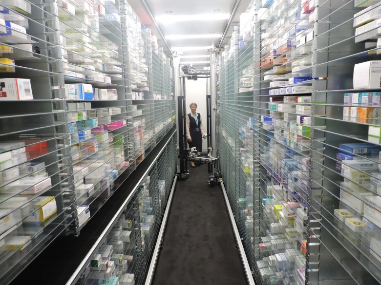 Nicola Berns in robot's storage area