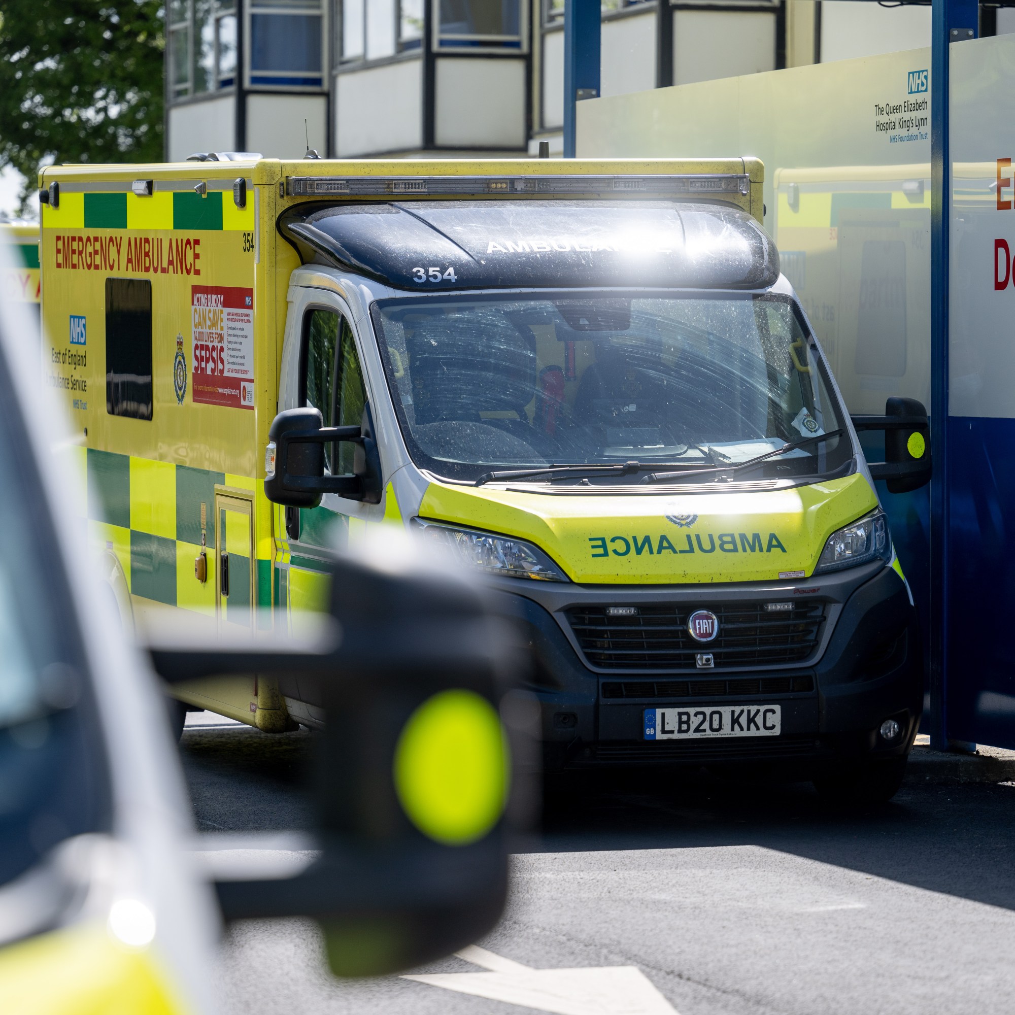 Emergency Department entrance with ambulance waiting