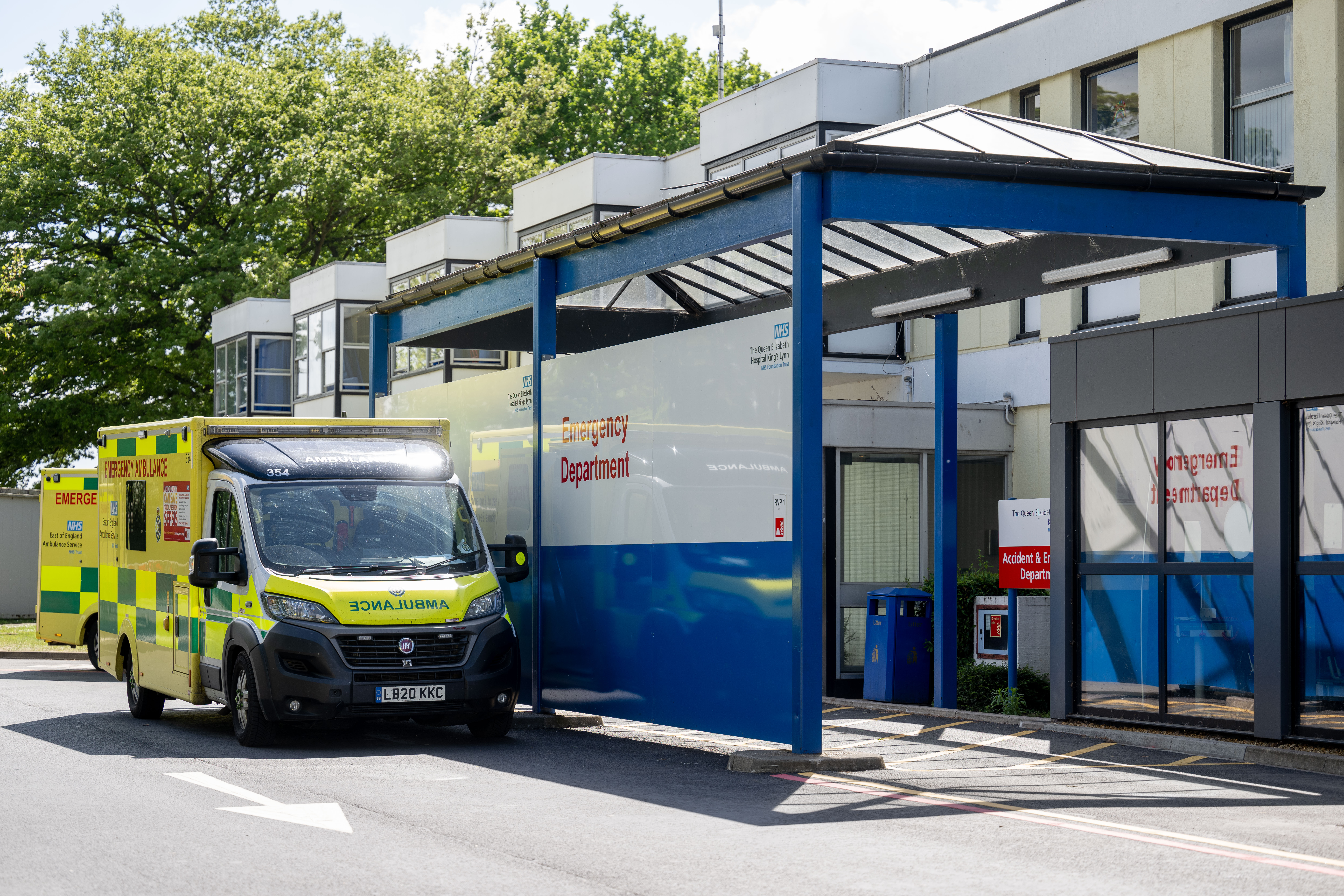 Emergency Department entrance with ambulance waiting