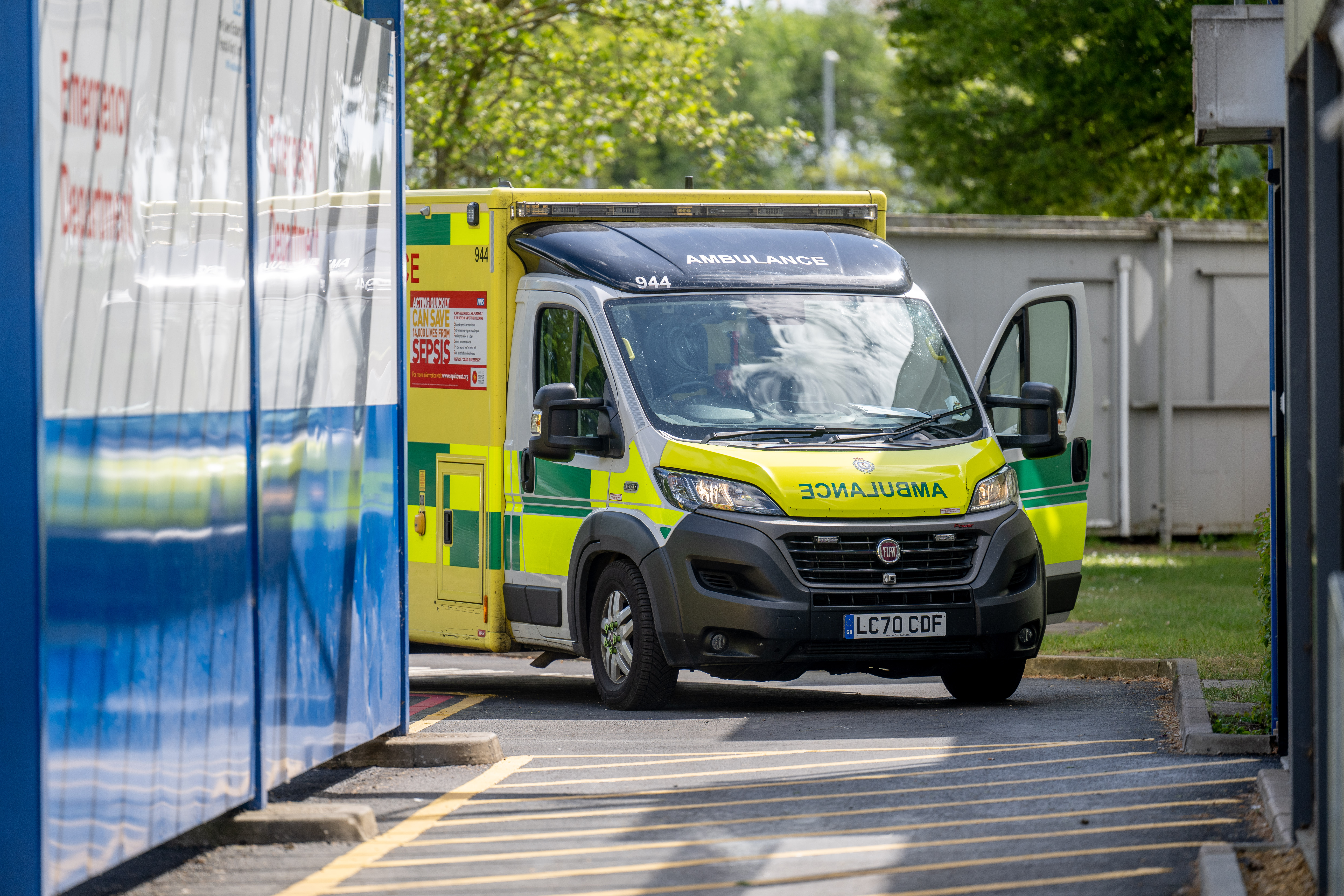 Emergency Department entrance with ambulance waiting