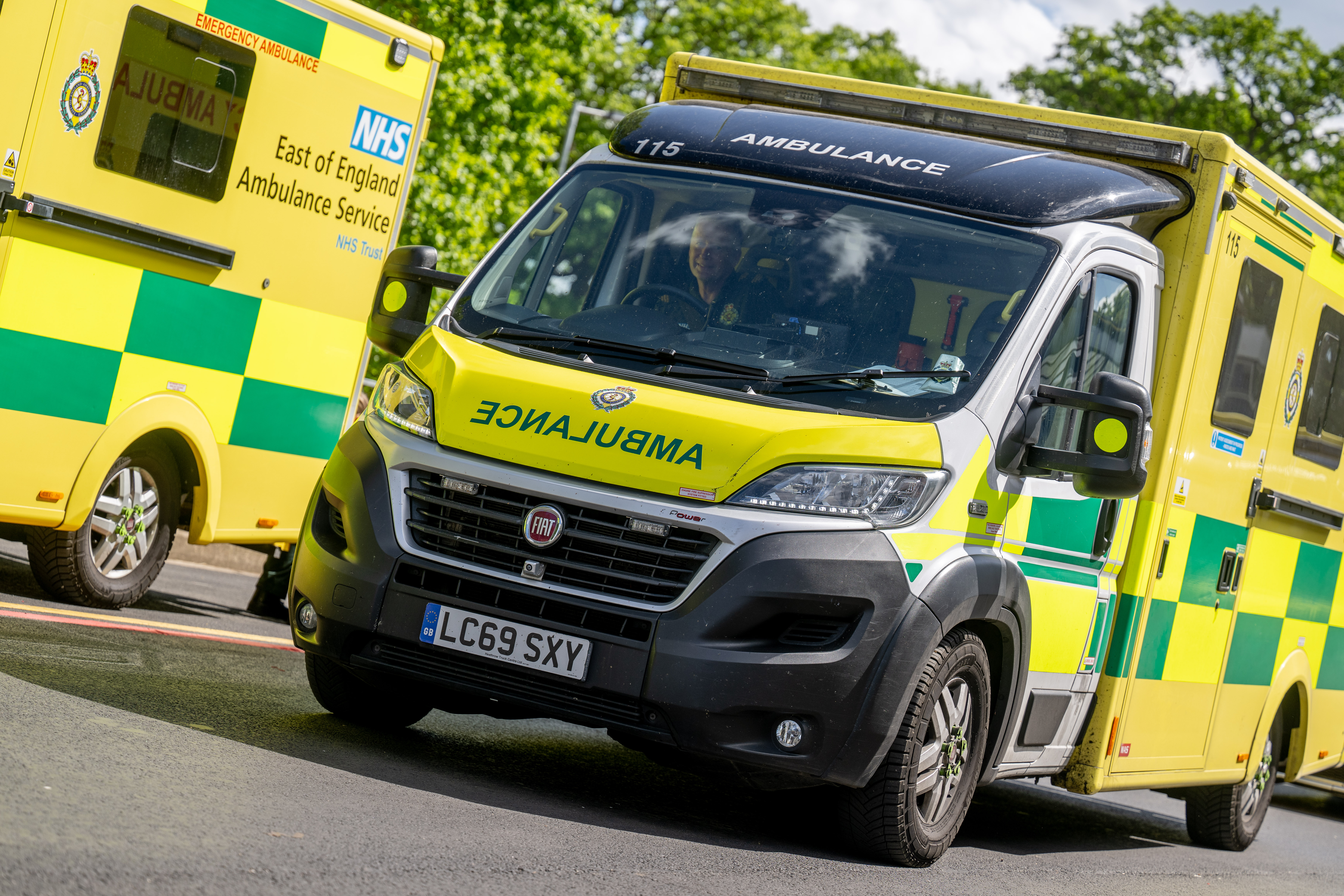 Emergency Department entrance with ambulance waiting