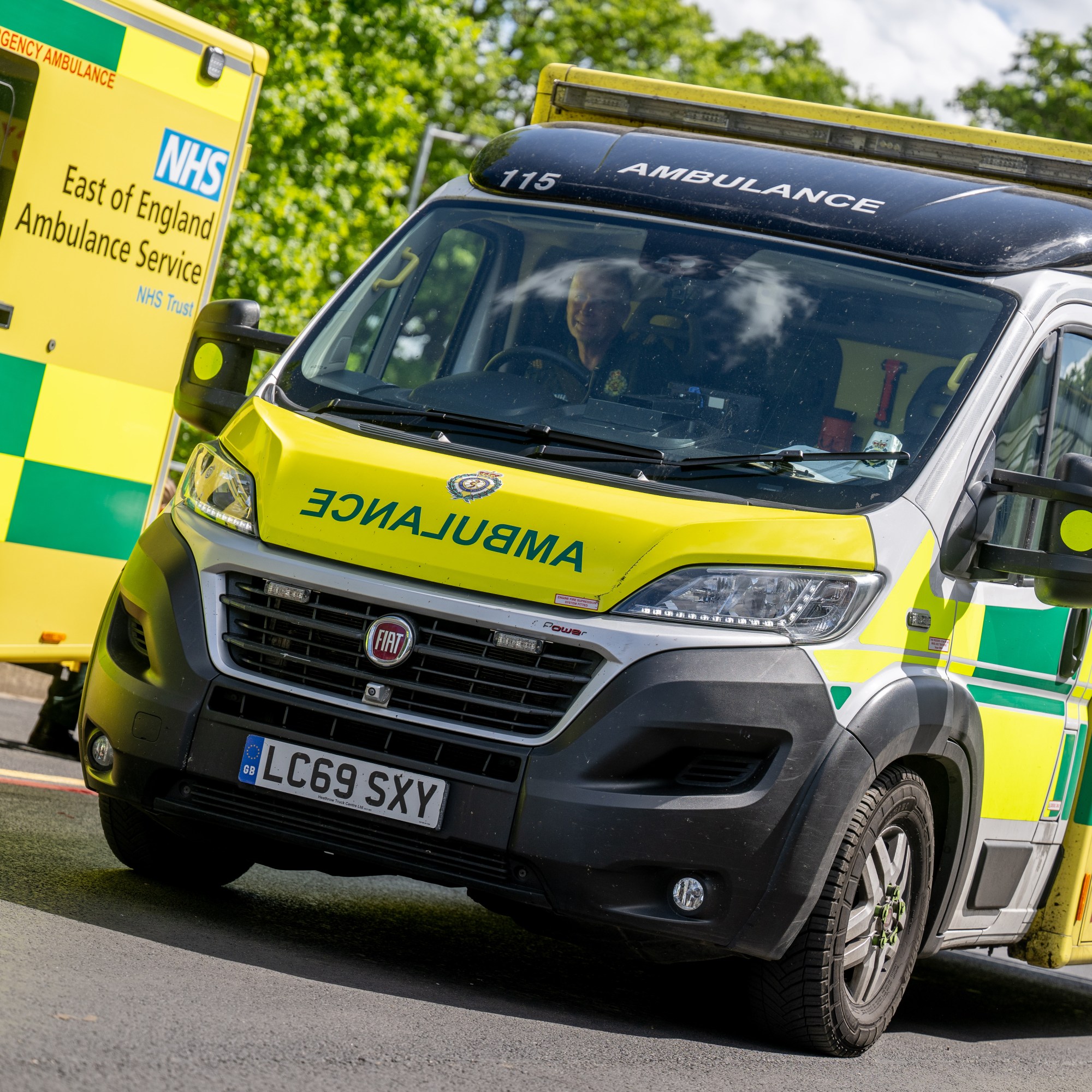Emergency Department entrance with ambulance waiting