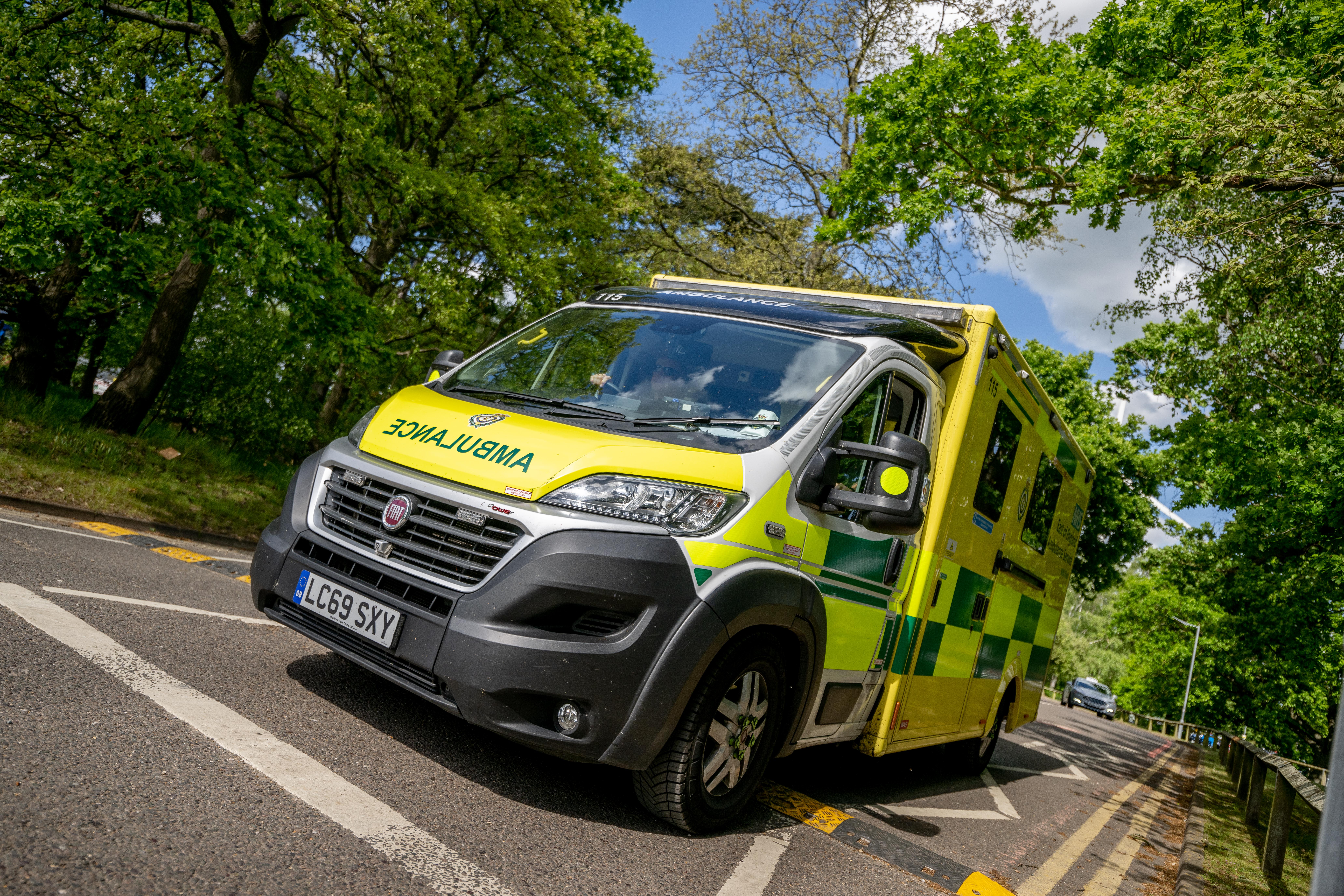 Emergency Department entrance with ambulance waiting