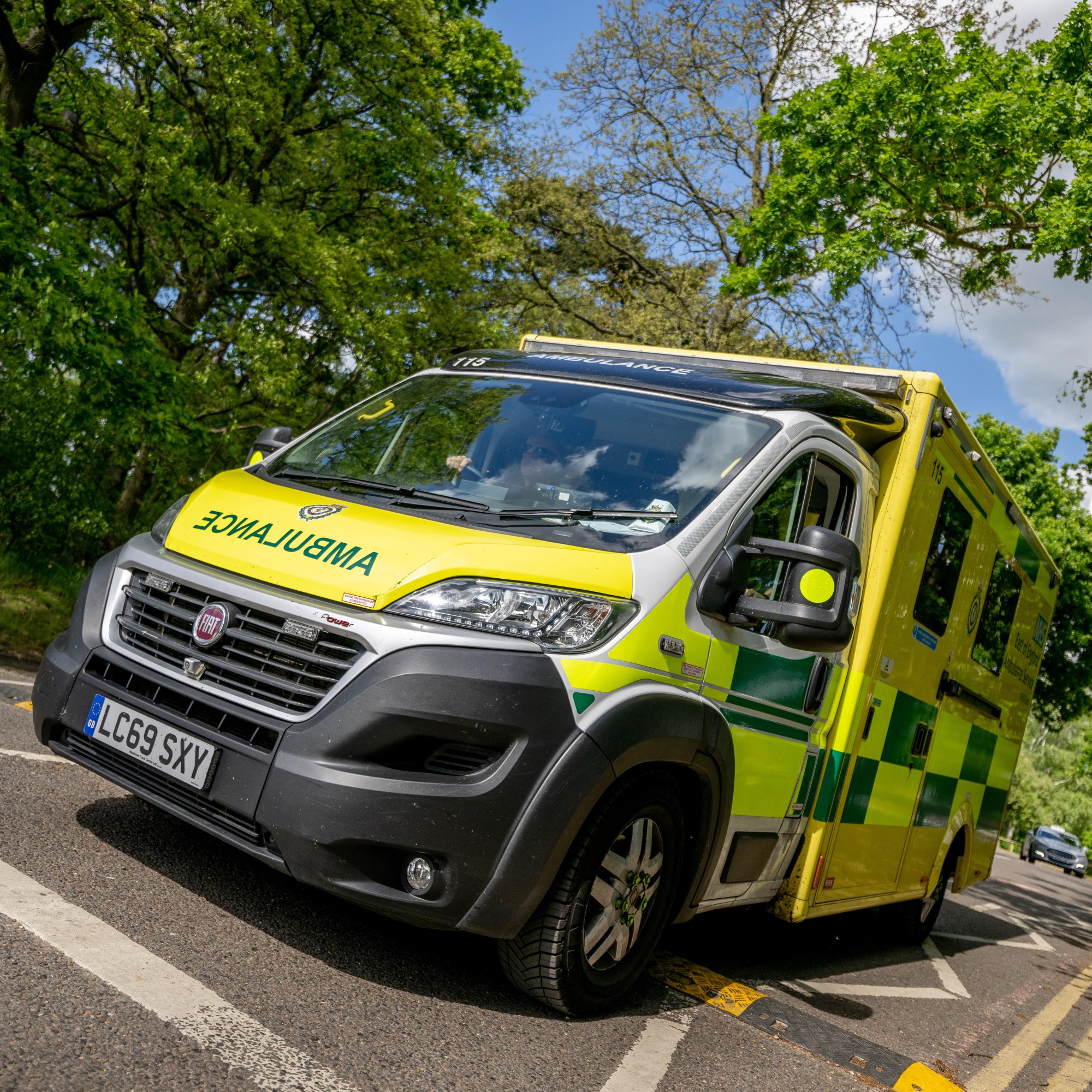 Emergency Department entrance with ambulance waiting