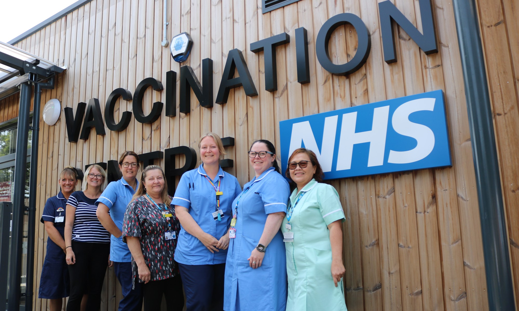 The Vaccination team at QEH standing outside the new Vaccination Centre