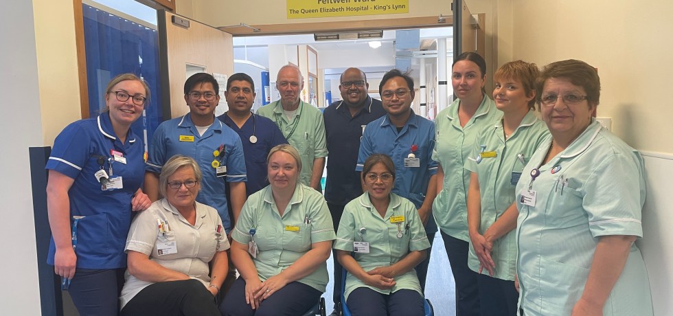 Teams at QEH's Feltwell Ward celebrating