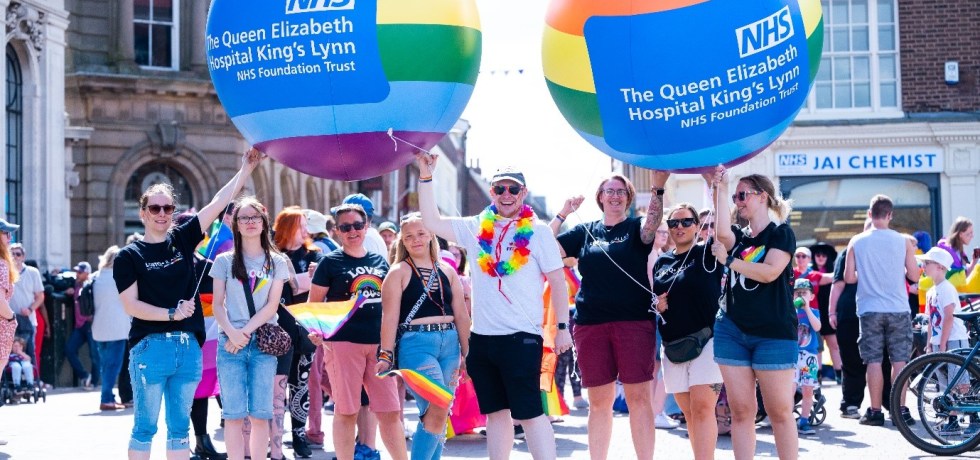 Team QEH at King's Lynn and West Norfolk Pride 2022.