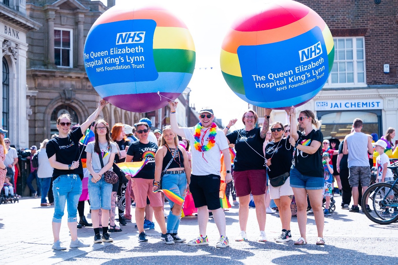Team QEH at King's Lynn and West Norfolk Pride 2022.