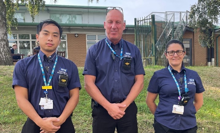 SECURITY TEAM: Wah Kai, Paul Blaber and Luci Lene Minatto wearing the new body cameras