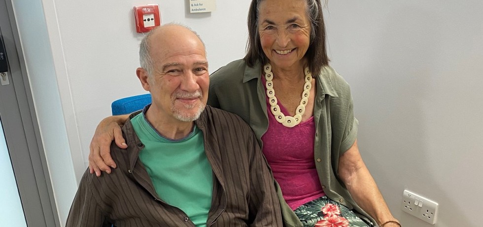 Richard and Christine Prescot sitting.