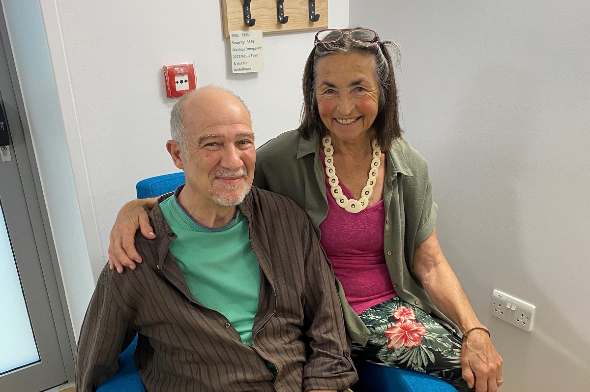 Richard and Christine Prescot sitting.