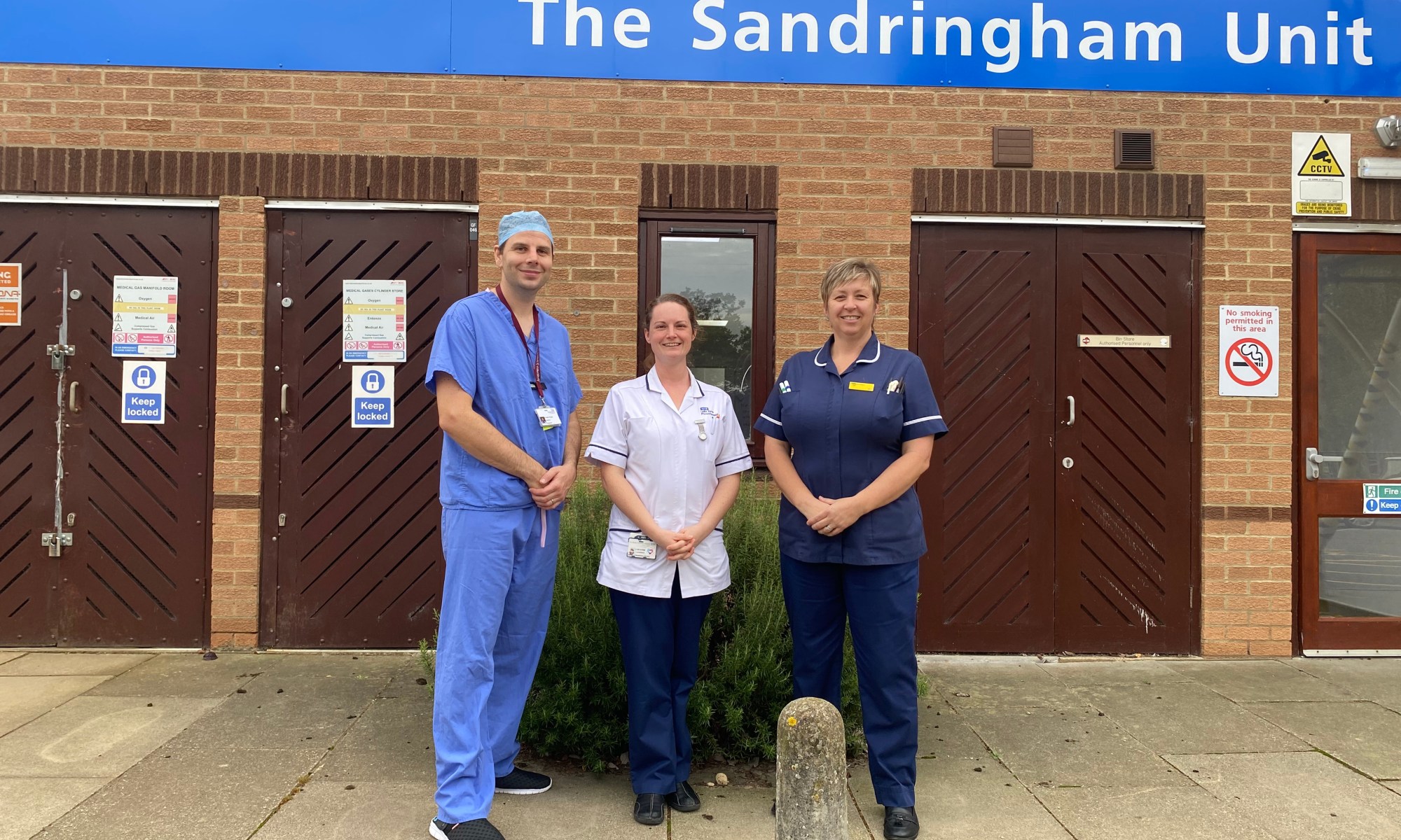 QEH staff standing outside the Sandringham Unit