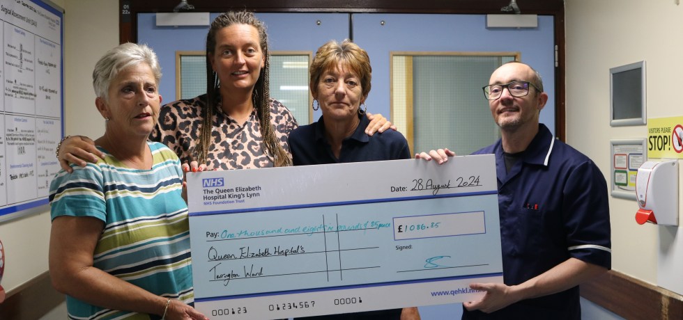 Lisa Webb, Shenna Covvell and Tracey Webb presenting a cheque to the Terrington Ward Manager