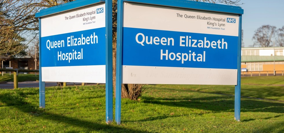 The QEH sign from outside the hospital.